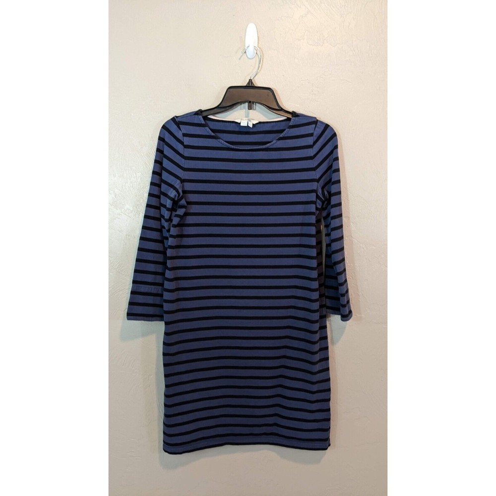 Boden Women Size US 4L Blue Black Striped 3/4 Sleeve Breton Tunic WO095
